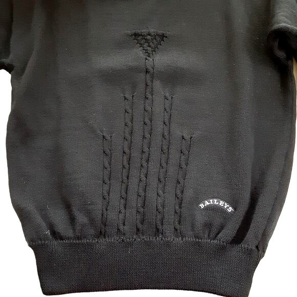 Vintage 80s 100% Irish Wool Cable Knit Sweater Navy Blue Pullover Crewneck M - Picture 4 of 11